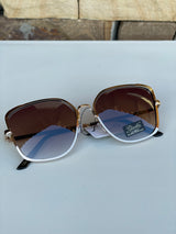 Giselle Gold Metal & White Frame Sunglasses