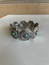 Western Silver & Turquoise Concho Stretch Bracelet