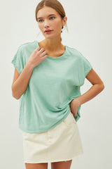 The Baja Mint Exposed Seam Boxy Muscle Top