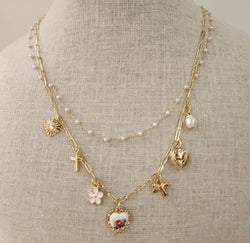 Bella Layered Heart Charm Chain Necklace