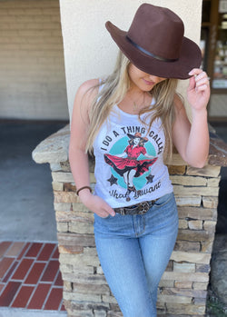 I Do A Thing Called What I Want Country Girl Rebel White Racerback Graphic Tank