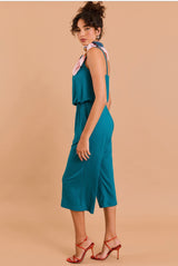 Teal Spaghetti Strap Wide Leg Crop Pant Jumper