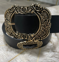 Black & Vintage Gold Design w/Rhinestones Belt