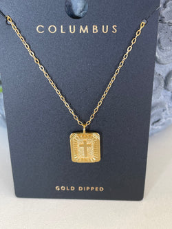 Gold Dipped Rectangle Cross Necklace