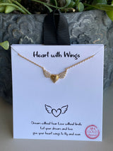 Heart With Wings 18K Gold Dipped Necklace