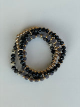 Black, Gold & Dalmatian Set of 4 Stretch Beaded Bracelets