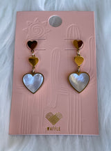 Gold Layered Hearts w/Mother of Pearl Heart Earrings