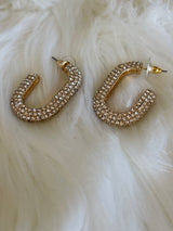 Gold & Rhinestone Bling Huggie Hoop Earrings