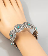 Western Silver & Turquoise Concho Stretch Bracelet