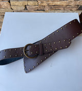 Brown Warrior Belt w/Gold Studs