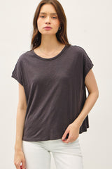 The Baja Charcoal Exposed Seam Boxy Muscle Top