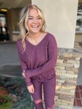 Burgundy Super Soft Long Sleeve V-Neck Sweater