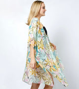 Ivory Tropical Print Sheer OS Kimono