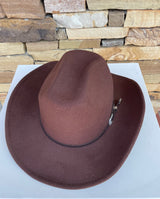 Coffee Brown Cowgirl Hat w/Brown Buckle Band and Adjustable Fit