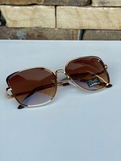 Giselle Gold Metal & Brown Frame Sunglasses