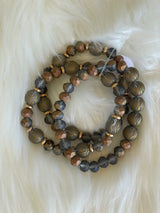 Brown & Gold Glass Beads Set of 3 Stretch Bracelets