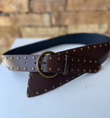 Brown Warrior Belt w/Gold Studs