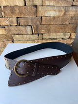 Brown Warrior Belt w/Gold Studs