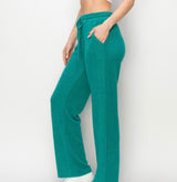 Teal Hacci Super Soft Straight Leg Loungewear Pants w/Drawstring Tie Waste & Pocket’s