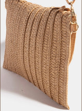 Natural Design Straw Clutch/Purse w/Wristlet and Strap