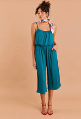 Teal Spaghetti Strap Wide Leg Crop Pant Jumper