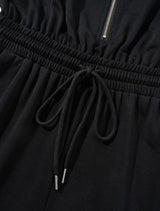 Black Flutter Sleeve High Waist Drawstring & Jogger Pant Jumper