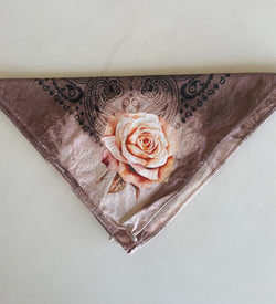 Mocha Bleach Dyed Custom Bandana w/Rose Design