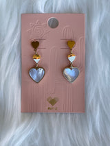 Gold Layered Hearts w/Mother of Pearl Heart Earrings