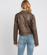 In The Wild Olive Leopard Faux Suede Moto Jacket