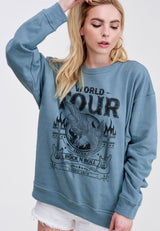 World Tour Rock N Roll 1976 Teal Graphic Sweatshirts