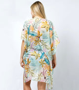 Ivory Tropical Print Sheer OS Kimono