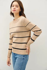 Mocha & Black Stripe Cozy Sweater