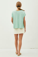 The Baja Mint Exposed Seam Boxy Muscle Top