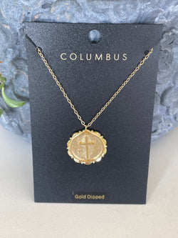 Gold Dipped Circle Cross Necklace