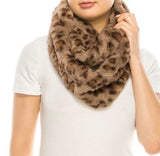 Brown Leopard Faux Fur Infinity Scarf