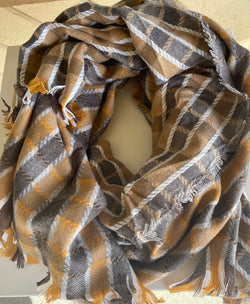 Black & Mustard Checkered Scarf