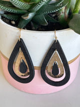 Black & Gold Layered Teardrop Earrings