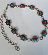 Sedona Gold Chain Belt w/Red & Turquoise Aztec Design