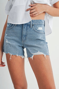 Slightly Distressed Stretch Light Denim Shorts by Just USA