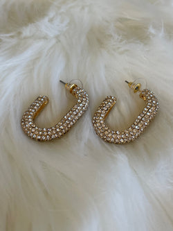 Gold & Rhinestone Bling Huggie Hoop Earrings