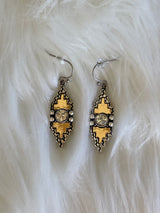 Silver & Gold Diamond Shape Aztec Fishhook Earrings