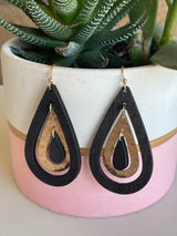 Black & Gold Layered Teardrop Earrings