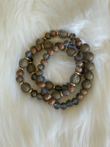 Brown & Gold Glass Beads Set of 3 Stretch Bracelets