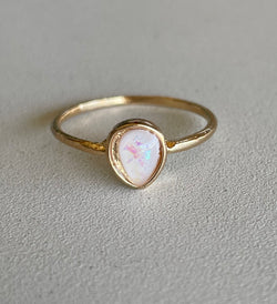 Opal Teardrop Stone Gold Ring