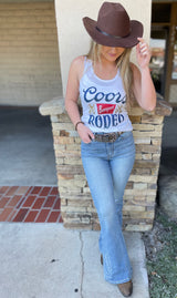 Coors Banquet Rodeo White Racerback Graphic Tank