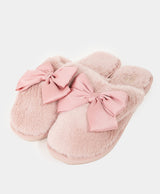 Pink Bow Slippers w/Soles - Size Large 9/10