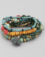 Pismo Set of 6 Beaded Stretch Bracelets