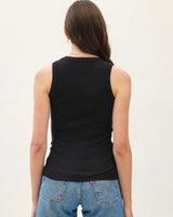 Black Round Neck Ribbed Tank Top