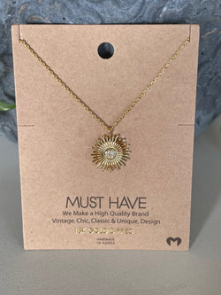 18K Gold Dipped Sunburst Charm Necklace