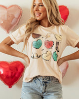 Western Love Khaki Valentines Graphic Tee